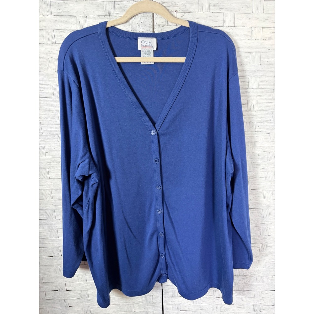Only Necessities Womens Cardigan Button Front V-Neck Jersey Soft Plus Size